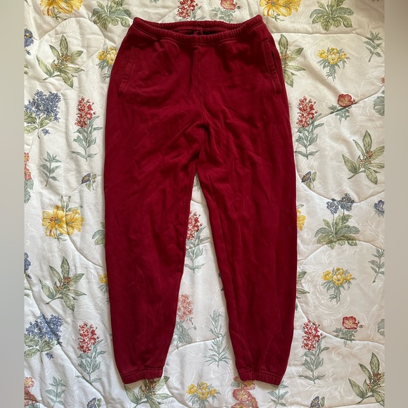 SKIMS Classic jogger sweatpants baggy red adjustable tie cotton fleece Sz S - Picture 1 of 9